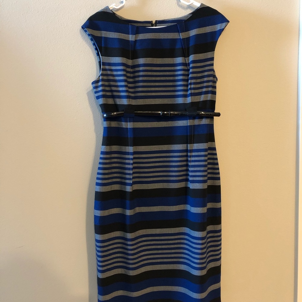 Calvin Klein Striped Sleeveless Dress with Belt